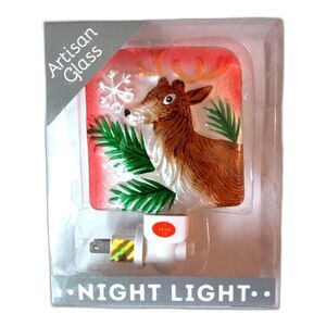 NEW IN BOX Transpac Glass Christmas Reindeer Night Light with Bulb Included